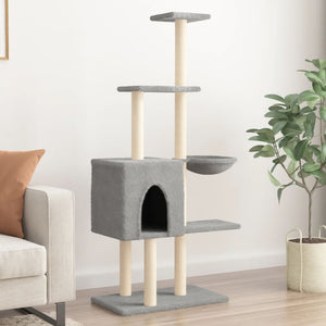 vidaXL Cat Scratching Post with Sisal Scratching Columns Light Grey 145 cm