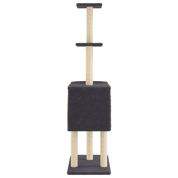 vidaXL Cat Tree with Sisal Scratching Posts Dark Grey 145 cm