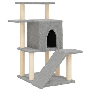vidaXL Cat Tree with Sisal Scratching Posts Light Gray 97 cm