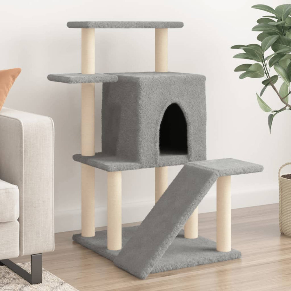 vidaXL Cat Tree with Sisal Scratching Posts Light Gray 97 cm