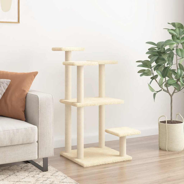 vidaXL Cat Tree with Lounging Platforms Cream 98.5 cm