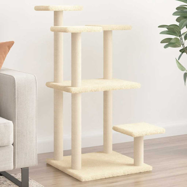 vidaXL Cat Tree with Lounging Platforms Cream 98.5 cm