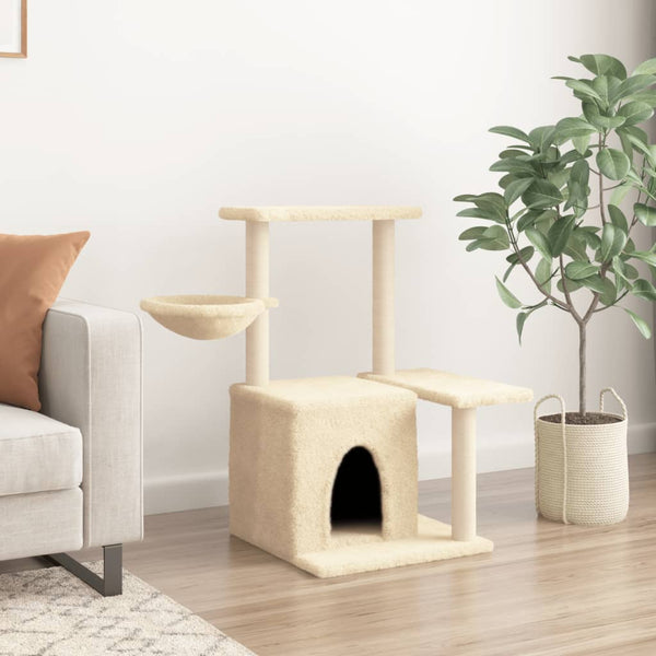 vidaXL Cat Scratching Tree with Sisal Scratching Posts Cream 83 cm