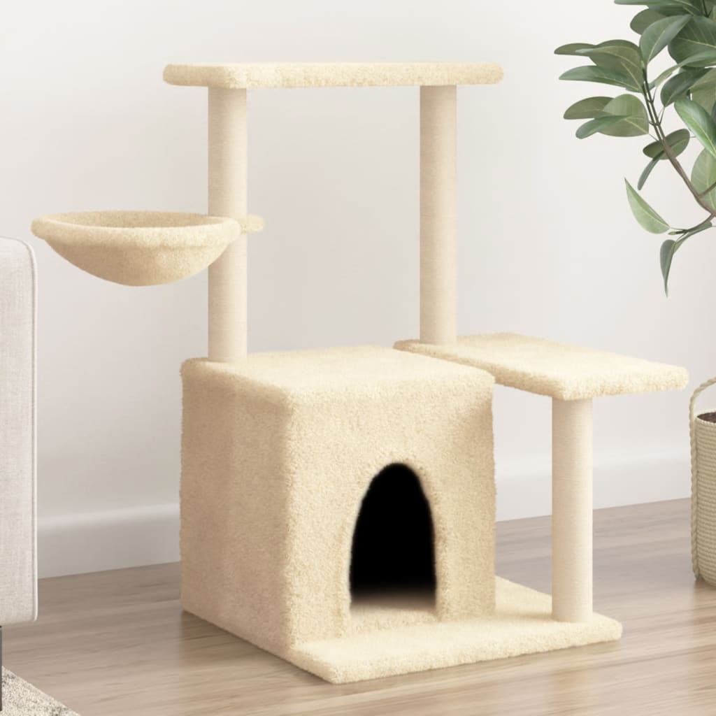 vidaXL Cat Scratching Tree with Sisal Scratching Posts Cream 83 cm