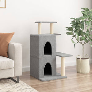 vidaXL Cat Tree with Sisal Scratching Posts Light Gray 97 cm