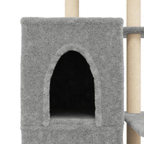 vidaXL Cat Tree with Sisal Scratching Posts Light Gray 97 cm
