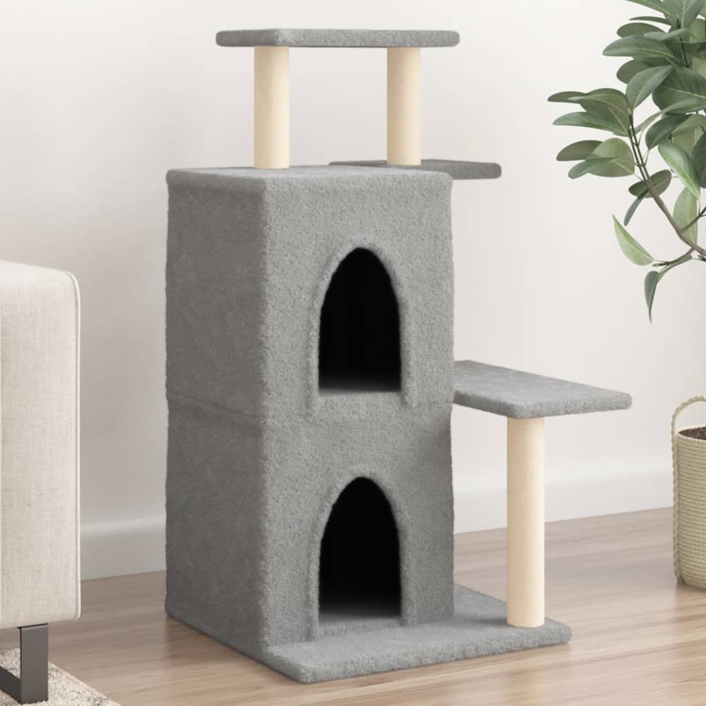 vidaXL Cat Tree with Sisal Scratching Posts Light Gray 97 cm