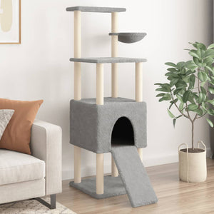 vidaXL Cat Tree with Sisal Scratching Posts Light Grey 153 cm