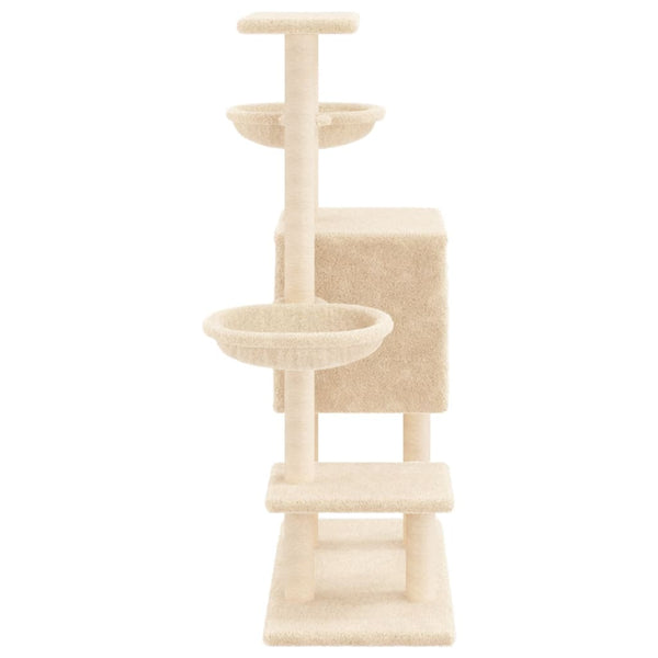 vidaXL Cat Scratching Post with Sisal Scratching Poles Cream 117 cm
