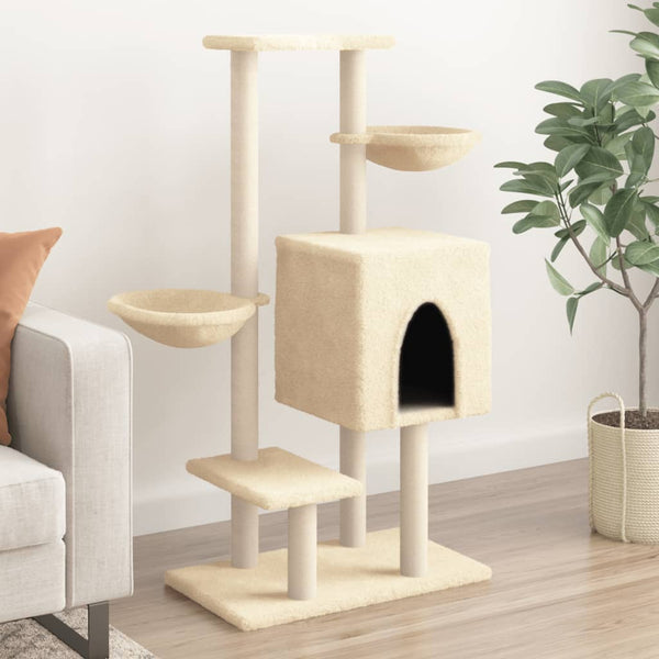 vidaXL Cat Scratching Post with Sisal Scratching Poles Cream 117 cm
