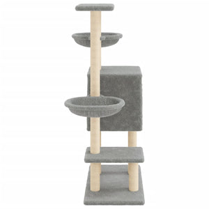 vidaXL Cat Tree with Sisal Scratching Posts Light Gray 117 cm
