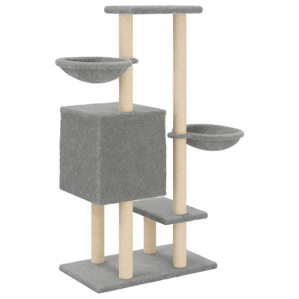 vidaXL Cat Tree with Sisal Scratching Posts Light Gray 117 cm