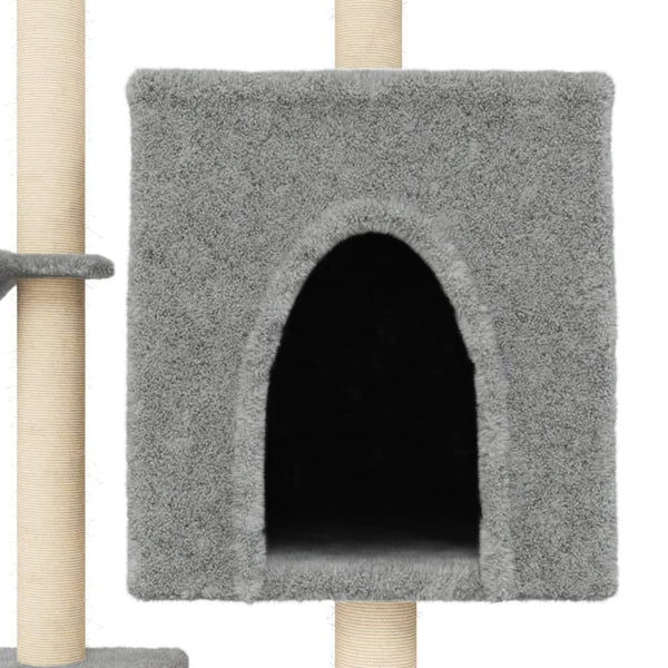 vidaXL Cat Tree with Sisal Scratching Posts Light Gray 117 cm