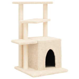 vidaXL Cat Tree with Sisal Scratching Posts Cream 83.5 cm