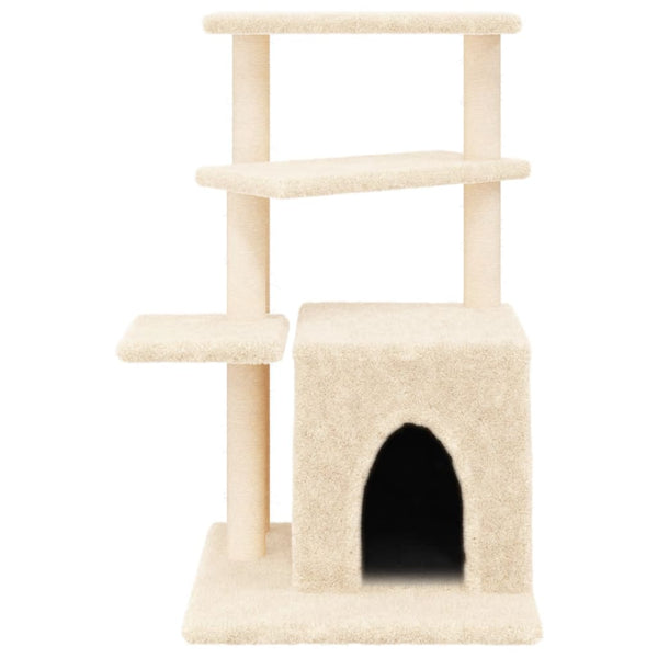 vidaXL Cat Tree with Sisal Scratching Posts Cream 83.5 cm