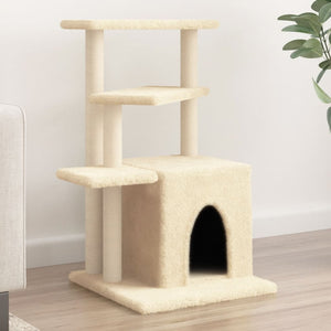 vidaXL Cat Tree with Sisal Scratching Posts Cream 83.5 cm