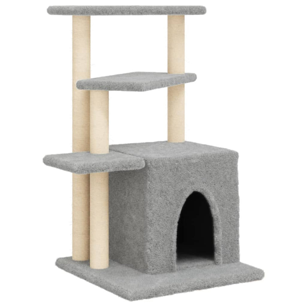 vidaXL Cat Tree with Sisal Scratching Posts Light Gray 83.5 cm