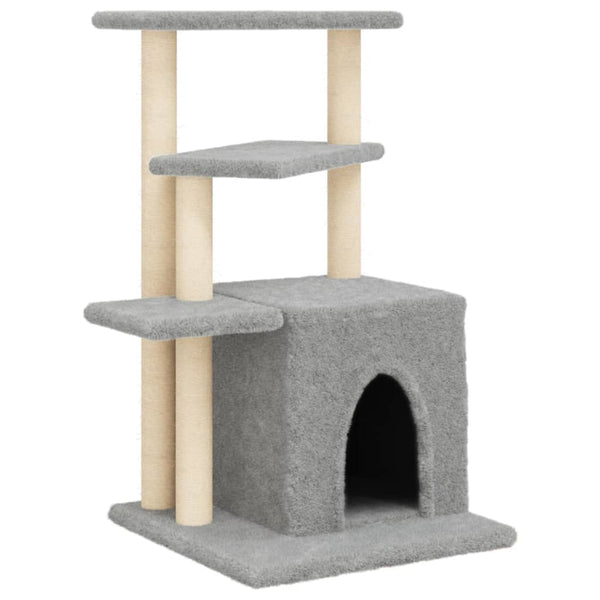vidaXL Cat Tree with Sisal Scratching Posts Light Gray 83.5 cm