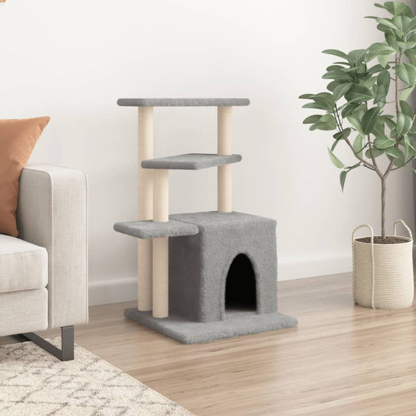 vidaXL Cat Tree with Sisal Scratching Posts Light Gray 83.5 cm