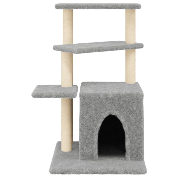 vidaXL Cat Tree with Sisal Scratching Posts Light Gray 83.5 cm