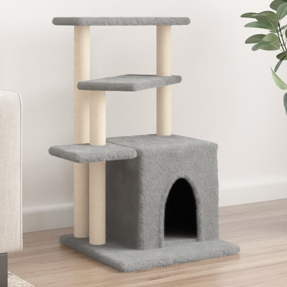 vidaXL Cat Tree with Sisal Scratching Posts Light Gray 83.5 cm