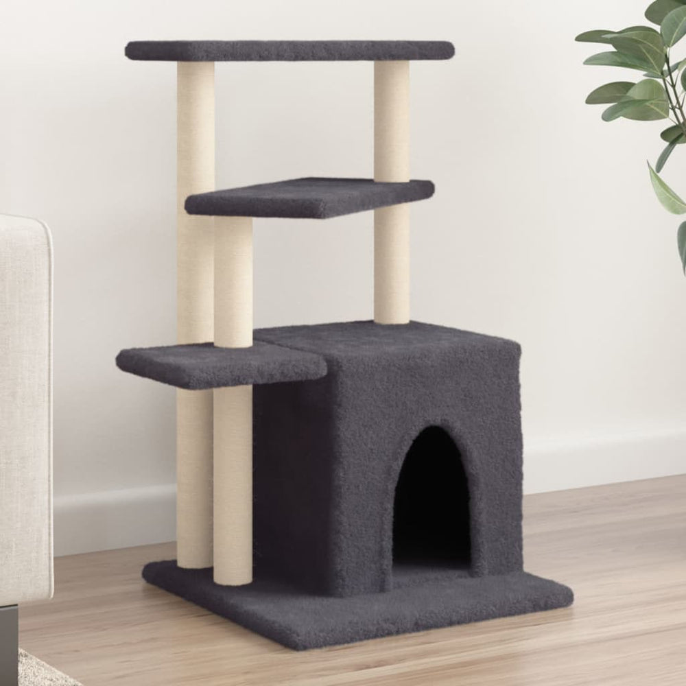 vidaXL Cat Tree with Sisal Scratching Posts Dark Grey 83.5 cm