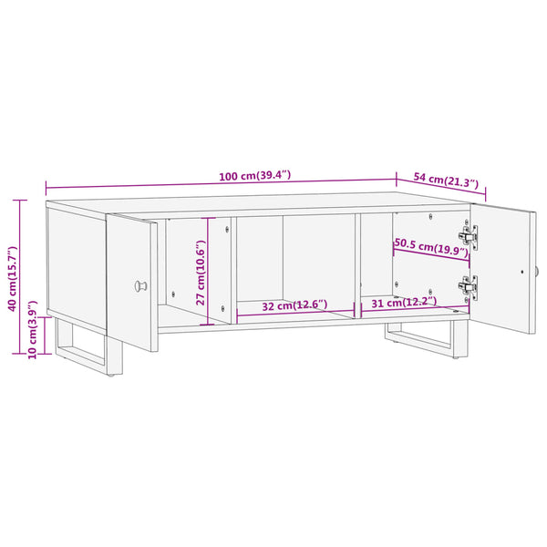 Couchtisch Mango Massivholz 100x54 cm