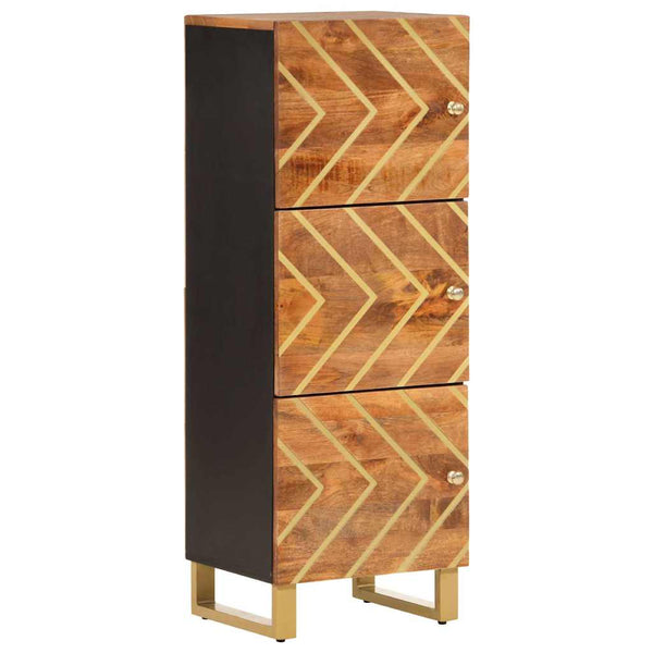 Highboard Mango Massivholz Braun Schwarz 110cm