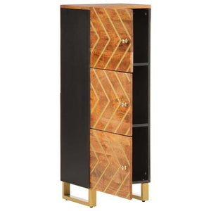Highboard Mango Massivholz Braun Schwarz 110cm