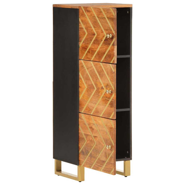 Highboard Mango Massivholz Braun Schwarz 110cm