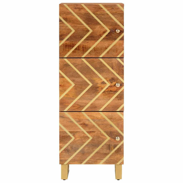 Highboard Mango Massivholz Braun Schwarz 110cm