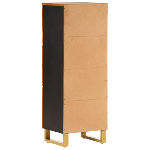 Highboard Mango Massivholz Braun Schwarz 110cm