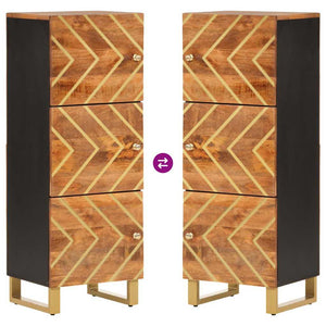 Highboard Mango Massivholz Braun Schwarz 110cm
