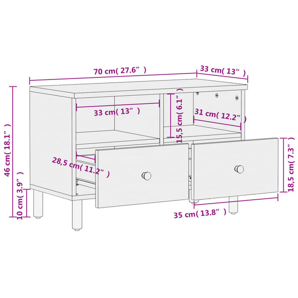 Schwarzer TV-Schrank Mango Massivholz 70 cm