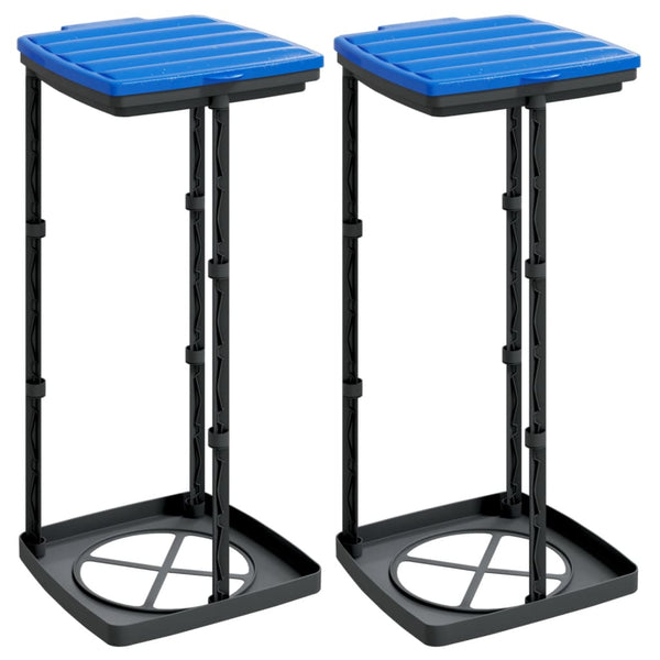 vidaXL Rubbish Bag Holder 2 pcs Black and Blue 60 L PP