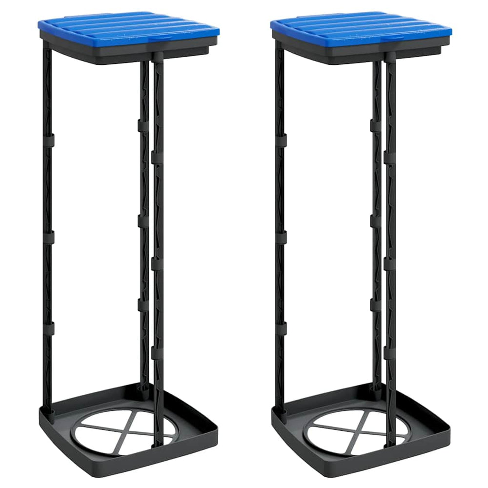 vidaXL Bin Bag Holder 2 pcs Black and Blue 120 L PP