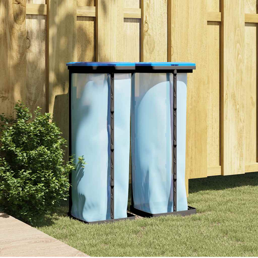 vidaXL Bin Bag Holder 2 pcs Black and Blue 120 L PP