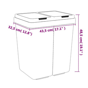 vidaXL Duo Recycling Bin Anthracite 2x25 L