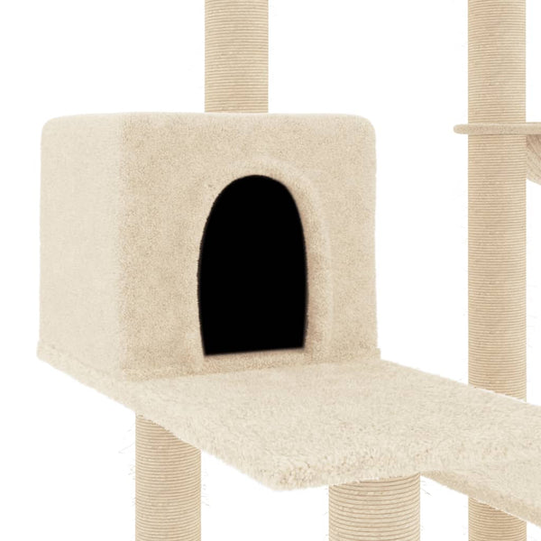 vidaXL Cat Tree with Sisal Scratching Posts Cream 82.5 cm