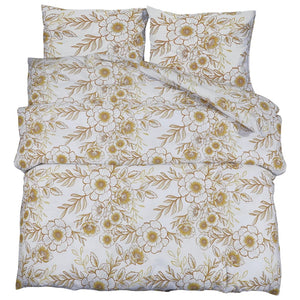 vidaXL Bed Linen Set White and Brown 240x220 cm Cotton