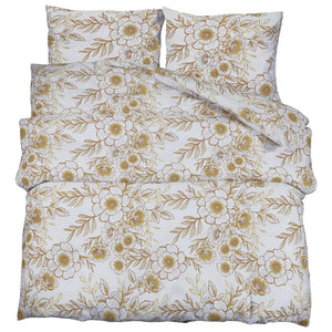 vidaXL Bedding Set White and Brown 155x220 cm Cotton