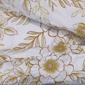 vidaXL Bedding Set White and Brown 155x220 cm Cotton