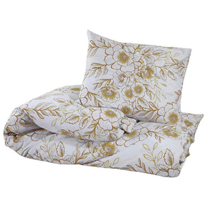 vidaXL Duvet Cover Set White and Brown 225x220 cm Cotton