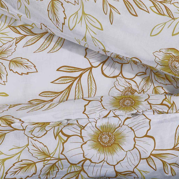vidaXL Duvet Cover Set White and Brown 225x220 cm Cotton