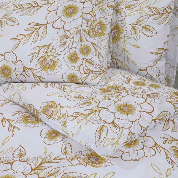 vidaXL Duvet Cover Set White and Brown 225x220 cm Cotton