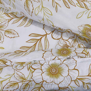 vidaXL Bed Linen Set White and Brown 260x220 cm Cotton