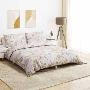 vidaXL Bed Linen Set White and Brown 260x220 cm Cotton