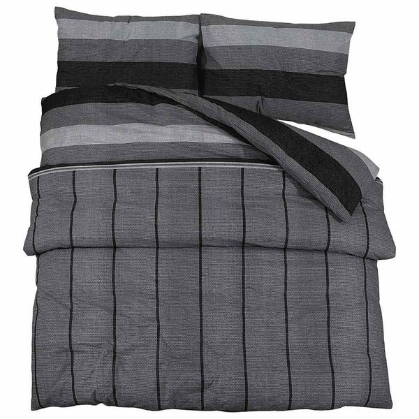 vidaXL Bed Linen Set Dark Grey 200x200 cm Cotton