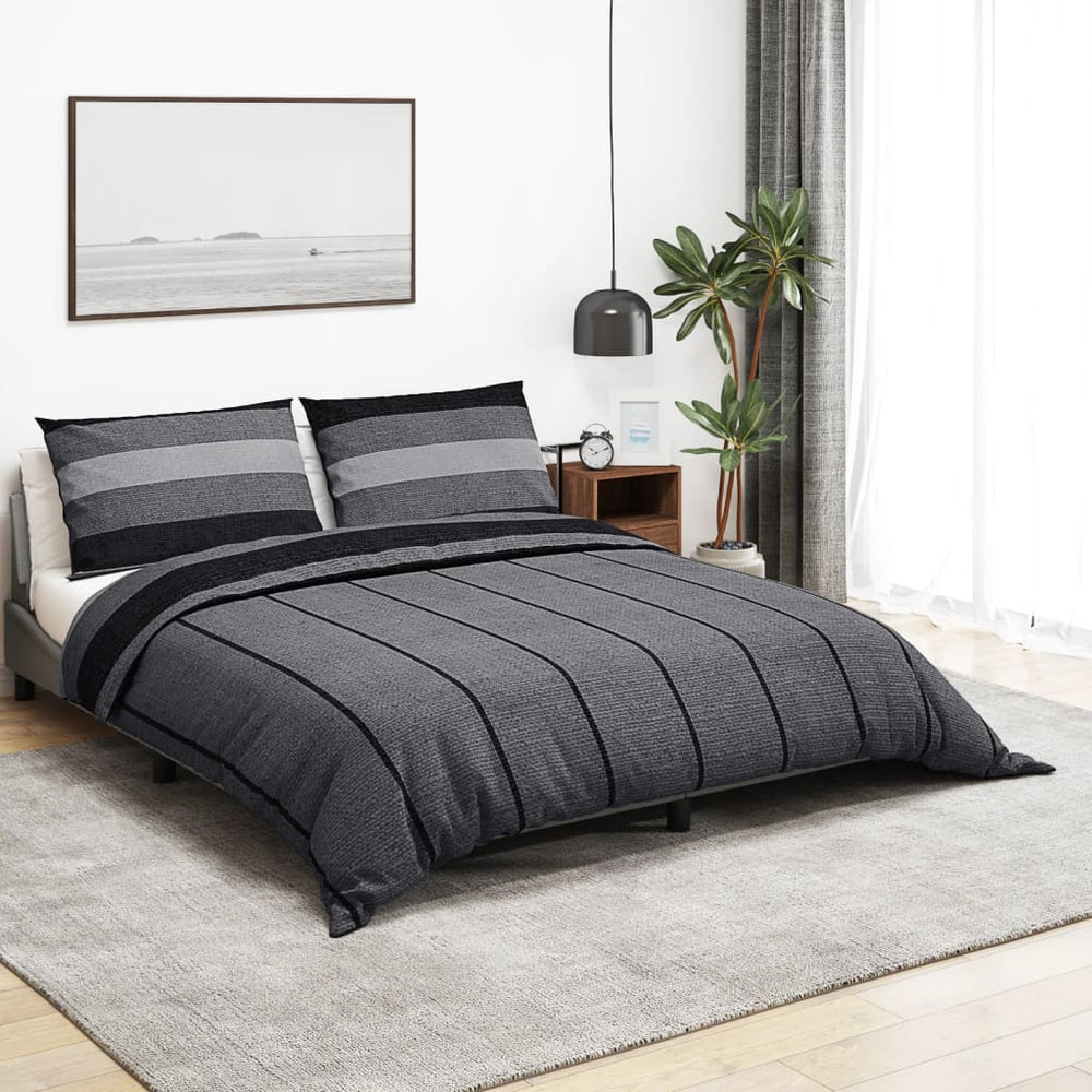 vidaXL Bed Linen Set Dark Grey 200x200 cm Cotton