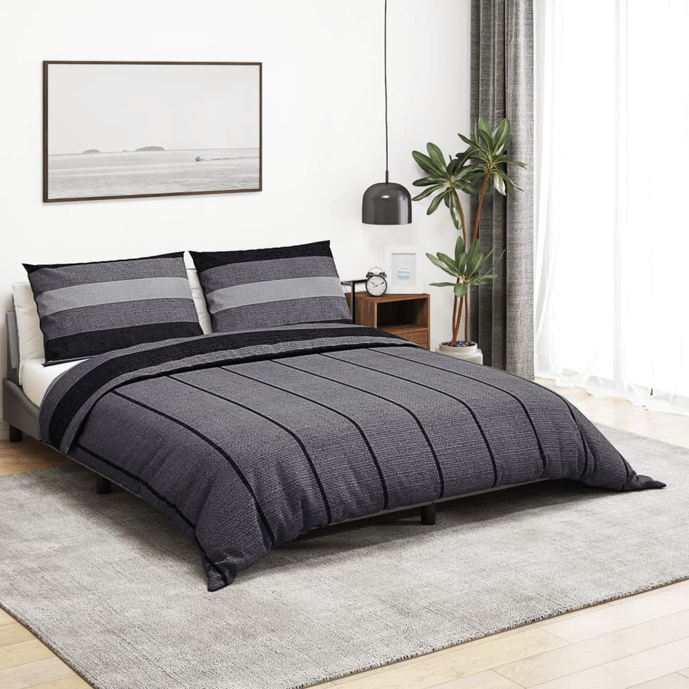 vidaXL Bed Linen Set Dark Grey 200x200 cm Cotton